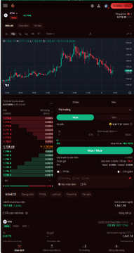 A trading platform dashboard showing a BTC perpetual candlestick chart, an order book, and a trade history panel with numerous fill entries marked in red and green, illustrating the on-chain verification of trade execution referenced in the post.