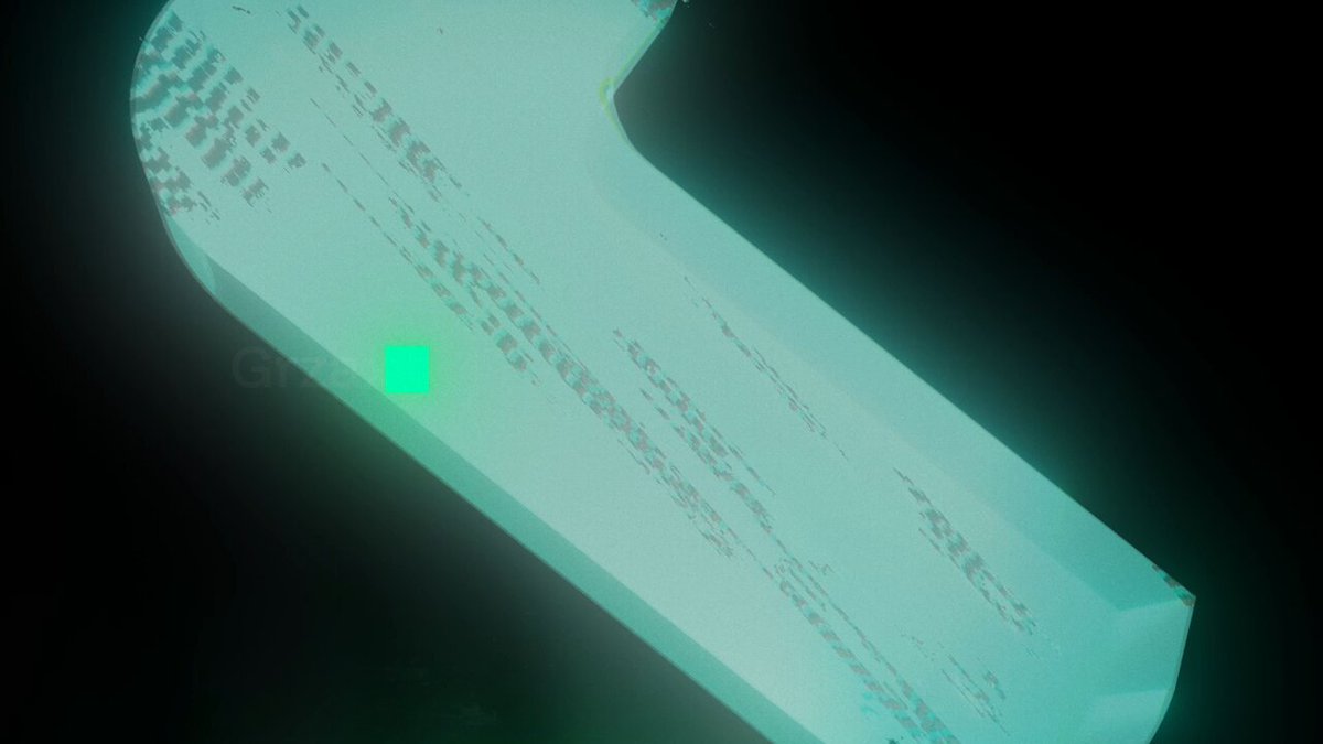 The image features a unique, neon green sign that seems to be made of some sort of futuristic material. The sign is slightly tilted to one side, but still clearly visible against a black background. There's also a small green light in the middle of the sign, which could possibly be a neon piece or part of an interactive design element. The image itself does not provide any additional information about the post it accompanies.