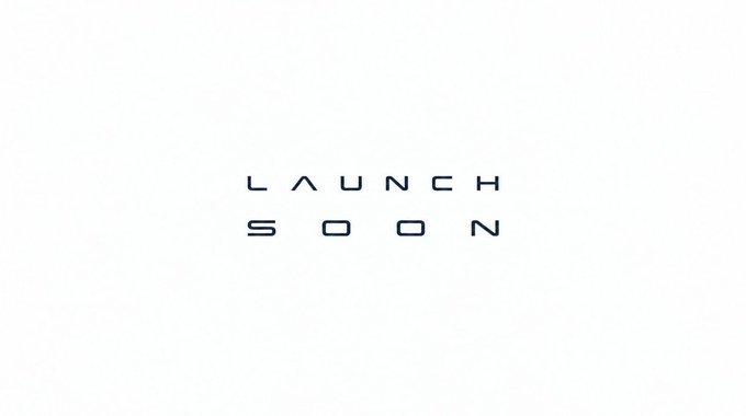 A minimalist graphic with the text "LAUNCH SOON" in a futuristic, angular font centered on a light gray background.