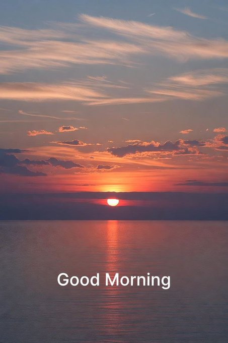 A serene sunrise over a calm ocean with the sun's golden reflection stretching across the water beneath wispy clouds, overlaid with the text "Good Morning." 

The peaceful dawn scene complements the post's reflective tone, using the tranquil morning imagery as a metaphor for gaining fresh perspective on Web3 contributions, much like how a new day brings clarity.