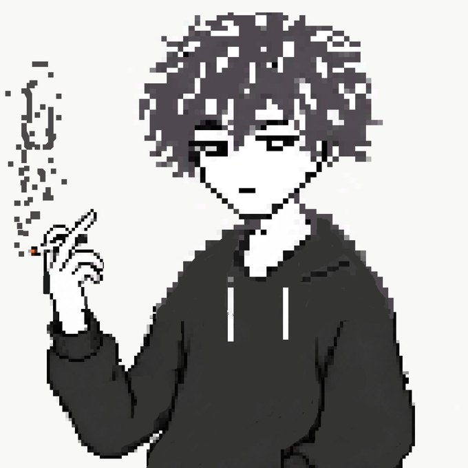 The image features a black and white cartoon character, possibly a boy or a girl, holding a cigarette and smoking it. The character appears to be wearing a hoodie, which adds to their casual appearance. The background of the image is plain white, making the focus on the character and their actions more prominent. In the bottom right corner of the image, there's a text that reads "2 GTD @KawaiiOdysseyyy DROP YOUR ETH ADDRESS Comment closing in 90 minutes". This message seems to be related to the post or comment about the cigarette being smoked by the character.