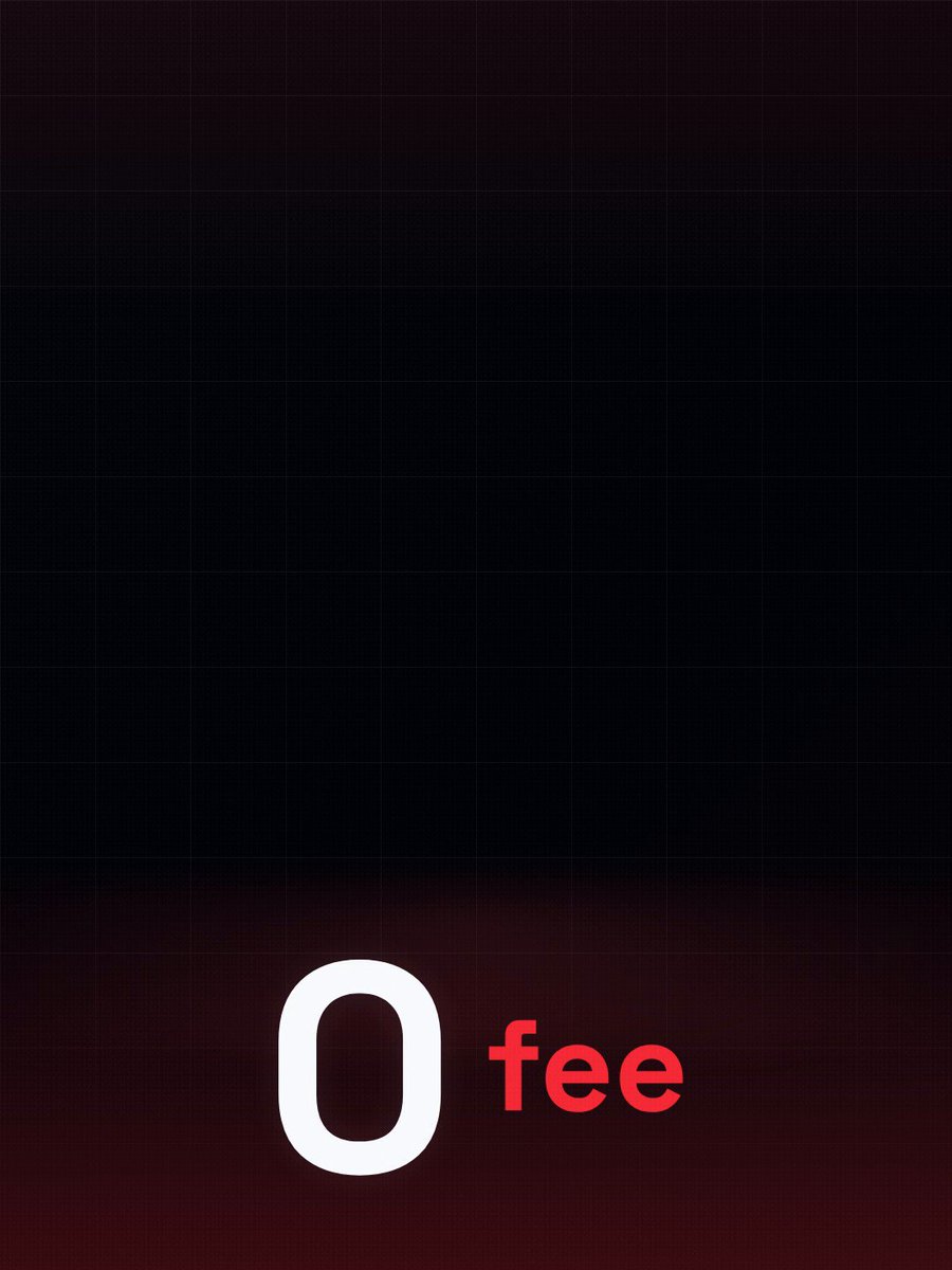 The image features a poster with a large white "O" positioned at the bottom center of the frame. The background of the poster is black, which contrasts with the white "O". Below the "O", there's text that reads "0 fee", indicating an advertisement or promotion related to a service or product for free.