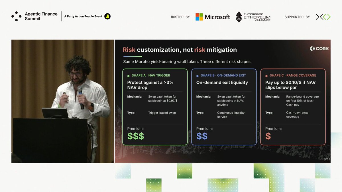 The image shows three men standing behind a podium, with one man speaking into a microphone while another two men look on. The background of the image features a white banner that displays information about cryptocurrency trading platforms such as Microsoft, Amazon, and others. The text in the image reads "Focus on what is in the image and how it relates to the post".