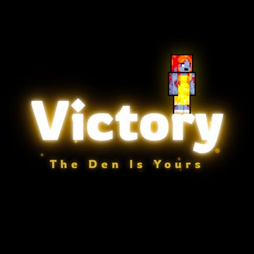 A logo featuring the word "Victory" in glowing yellow letters next to a pixelated castle tower, with the tagline "The Den Is Yours" below.