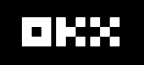 The white OKX cryptocurrency exchange logo displayed on a black background.