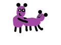 A simple cartoon drawing of two pink, multi-legged creatures with large round eyes and antennae-like protrusions.