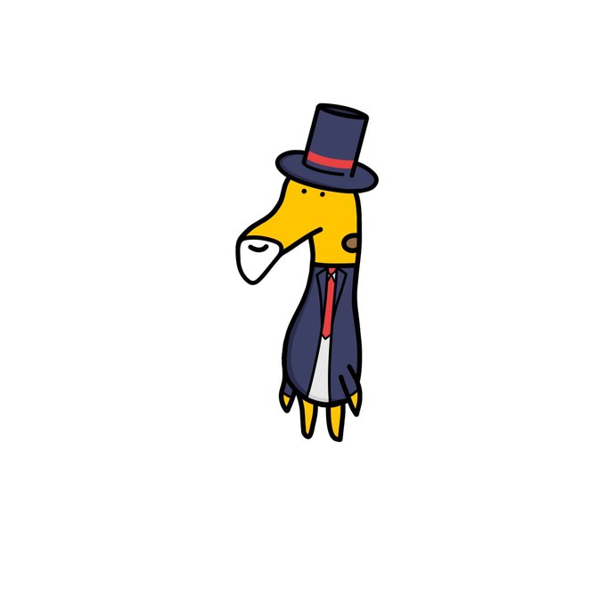 The image features a cartoon giraffe standing upright with its head tilted slightly to the left, wearing a top hat and a suit. The giraffe appears to be looking at something or someone off-camera, giving the impression that it's waiting for approval or attention. There is also text in the image that reads "Gm CT @g1raffe_ looking like a good play on avax you should not miss. Form already filled. Finger crossed waiting for approval." This suggests that the giraffe might be participating in an art project, possibly related to fashion or design.
