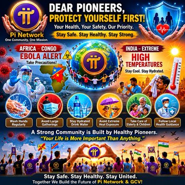 The image features a poster with various illustrations related to global pandemics or health issues. The poster includes images of people wearing masks, hand sanitizer bottles, and other symbols associated with maintaining good hygiene practices during a pandemic. The text on the poster emphasizes the importance of staying safe and healthy by following guidelines such as washing hands regularly, using hand sanitizers, and avoiding large gatherings to minimize the risk of spreading diseases like COVID-19 or Ebola.