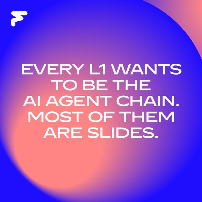 A purple and pink gradient graphic features bold white text reading "EVERY L1 WANTS TO BE THE AI AGENT CHAIN. MOST OF THEM ARE SLIDES." alongside a stylized white logo in the top-left corner. The provocative statement complements the post's message by highlighting that Kite AI stands apart from competitors by delivering tangible infrastructure—a live mainnet and Agent Passport—rather than mere conceptual pitches.