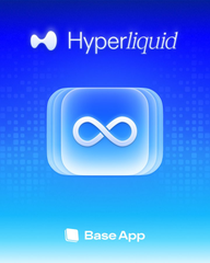 The image shows the logos for "Hyperliquid" and "Base App," visually representing the integration of Hyperliquid's perpetual futures trading into Coinbase's Base App as described in the post.