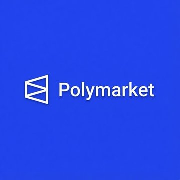 The image displays the Polymarket logo on a blue background. This relates to the post about Polymarket reportedly being in early talks to raise around $1 billion at a valuation exceeding $20 billion.