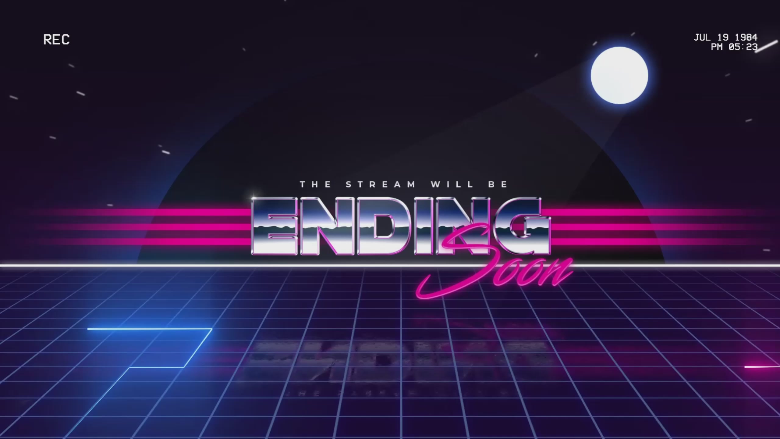 The image features a futuristic scene with a large, glowing planet in the center of the frame. The text "ENDING SONAR" is displayed above the planet, indicating that an event or update related to Bitcoin has recently occurred. The background consists of a grid-like pattern of blue and pink lines, creating a sense of depth and dimensionality. The image also includes a small white moon in the top right corner, adding to the futuristic atmosphere.
