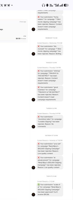 The image shows a screenshot of Upwork's content requirements feedback for a freelancer named "Yomi Ajayi," displaying four rejections for low quality content, with $55 received and payment of $56.93, suggesting the freelancer's earnings have been rejected due to content quality issues—relevant to the user's complaint about rejection and the ANSEM airdrop.