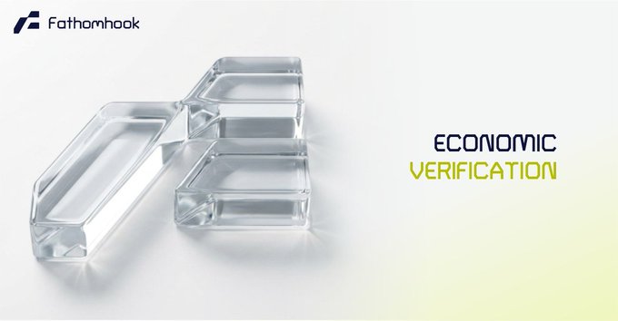 A Fathomhook advertisement displays clear rectangular containers alongside the text 'ECONOMIC VERIFICATION.'