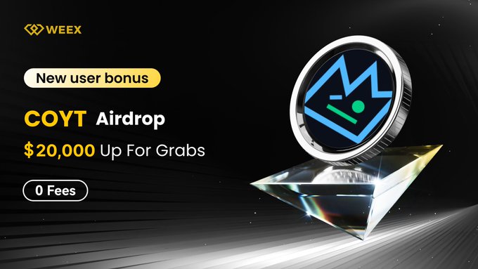 The image shows an advertisement for a new cryptocurrency project called COYT that is being launched at Weex's event page. The text in the post informs users about the benefits of participating in this new user bonus program, which offers 20,000 US dollars' worth of rewards. The post also describes how users can benefit from the airdrop feature and suggests to follow the post for more information on the project.
