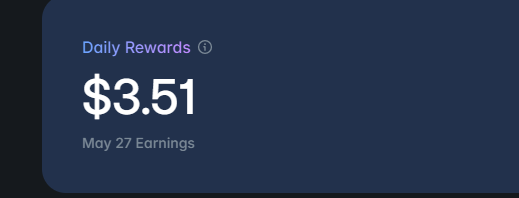 The image shows a screenshot of an app called "Daily Rewards", which displays the amount of money earned, $3.51, for the day. The text at the bottom of the screen reads "my best so far in @Polymarket rewards! and still continue...". This suggests that the user has already earned some points or currency from the app, but there is more to be earned.