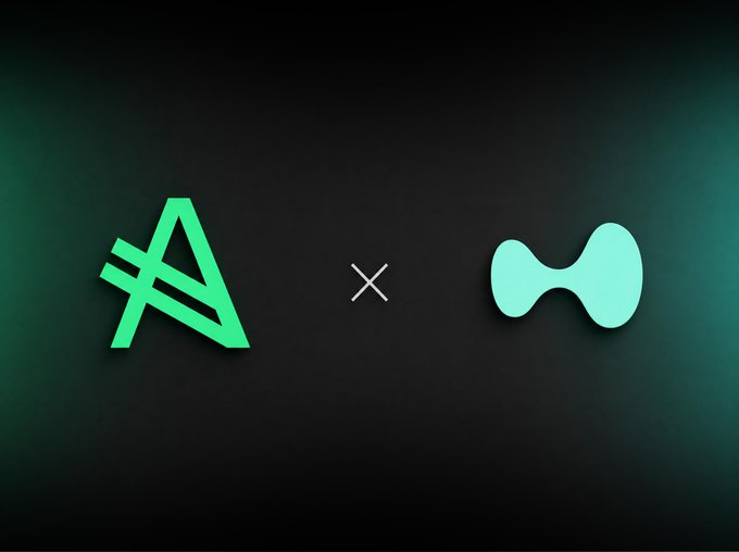 A green "A" logo representing Altcoinist is displayed next to a teal bowtie-shaped icon on a dark gradient background, separated by a thin "×" symbol, visually announcing a collaboration. The post confirms that HyperEVM is now live on the Altcoinist platform.