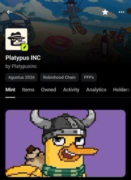A screenshot of an app called 'Platypus INC by Platypusinc' displaying a pixel art character with horns and a duck bill on a purple background.