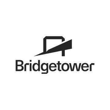 The image displays the BridgeTower logo, featuring a stylized black square icon above the company name "Bridgetower" in bold black text. This branding accompanies the announcement that BridgeTower is tokenizing over $11 billion in real-world assets on the Avalanche network, driving it to the top spot for net RWA inflows according to RWA.xyz.