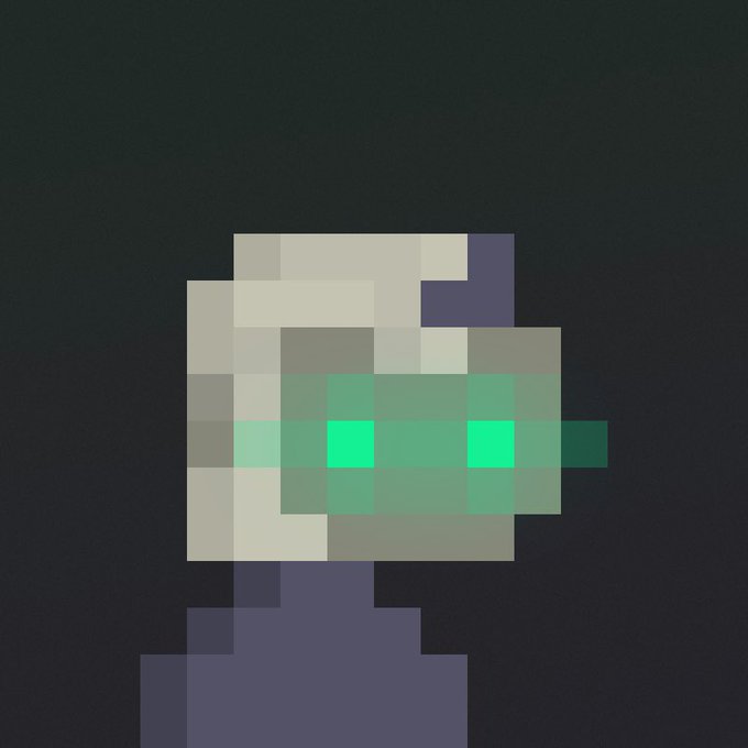 A pixelated mint-green and white ape figure with a translucent visor stands against a dark gradient background, representing one of the rare generative "wave03" trait expansions from the Sagamonkes collection.