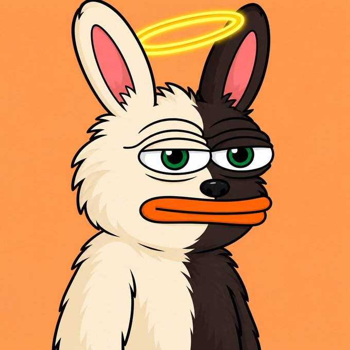 A cartoon rabbit character with a split cream and dark brown fur pattern, green eyes, a flat orange mouth, and a glowing yellow halo floats against an orange background. The image serves as the mascot for the "$BORO" airdrop promotion, though no specific text, numbers, or tickers are visible within the artwork itself.