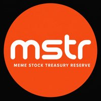 An orange and black logo reading 'mstr MEME STOCK TREASURY RESERVE' in white text.