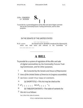 The image shows the legislative text of the CLARITY Act (S. 1) introduced in the 119th Congress, titled "To provide for a system of regulation of the offer and sale of digital commodities by the Commodity Futures Trading Commission, and for other purposes." It relates to the post as it displays the actual bill text that Congressman Steil claims will pass the Senate next week, framing it as the legislative foundation for the anticipated crypto market turning point.