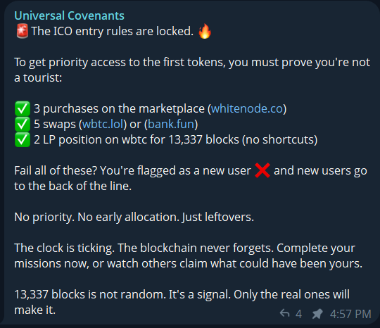 ICO entry rules are locked.