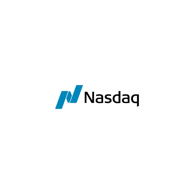 Nasdaq logo displayed on a white background featuring the signature blue stylized 'N' mark.