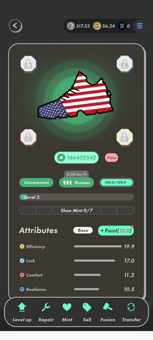 The image shows a phone screen with an American flag design, which is displayed at the top of the screen. The phone's screen also displays information about the game, including its name, level, and the number of points needed to complete it.