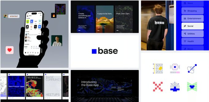 The image features a collage of various elements related to the social media platform Instagram, including an iPhone photo, a hand holding up an Instagram account, a logo for Instagram, and a person's profile picture. The collage also includes other images such as a hand holding an iPhone, a person's profile picture, and a logo for Base Chain Build on Base Base App.