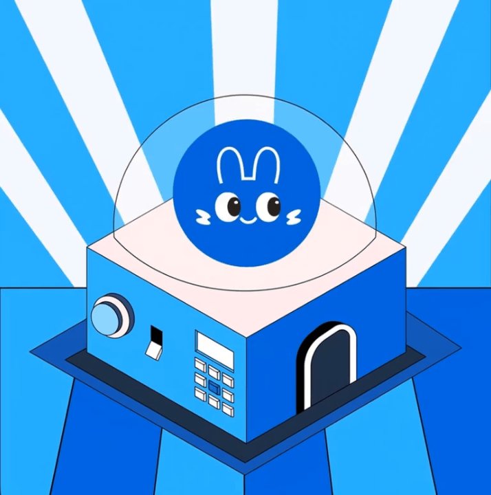 The image features a cartoon scene of a small house that looks like it's floating or defying gravity. It has a window on one side, as if it is coming out from under an antennae-like structure. The background consists of blue and white lines and rays extending upwards, creating the illusion of being in a vacuum. In the center of this surreal scene is a small blue ball with a face, giving the house a unique and whimsical appearance that could be related to the post's message or theme about banking and money.