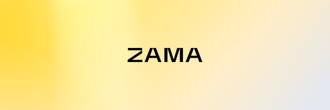 A gradient yellow background displaying the word 'ZAMA' in bold black text in the center.