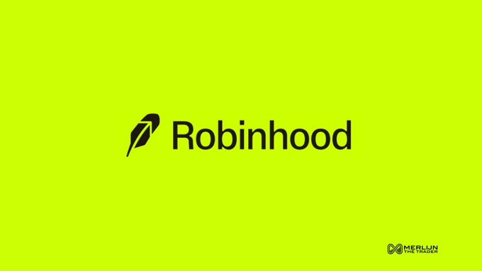 The image displays the Robinhood logo in black on a bright green background, serving as a bold visual header for the post about Robinhood's new blockchain network built on Arbitrum, which quickly amassed $130 million in total value locked and $560 million in DEX volume during its first week without launching a native token.