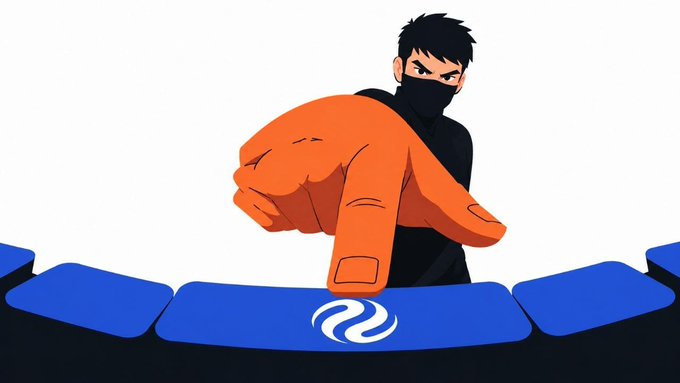 The image depicts a masked ninja-like figure pointing at blue building blocks bearing the Injective (INJ) logo, symbolizing the project's foundational role. It visually reinforces the post's message that Injective provides the underlying infrastructure being developed while users and devs chase narratives, positioning INJ as the foundation powering future onchain financial applications.