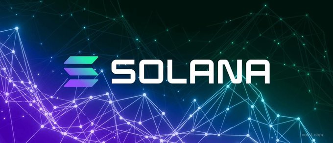 The image features a logo for Solana, which consists of a blue line with purple dots connected by lines. The word "Solana" is written in white letters above this design. Below the logo, there's text that reads "drop your $SOL address Must be following me One winner in 24 hours". This combination of elements suggests that the image might be related to an advertisement or promotional campaign for Solana cryptocurrency.