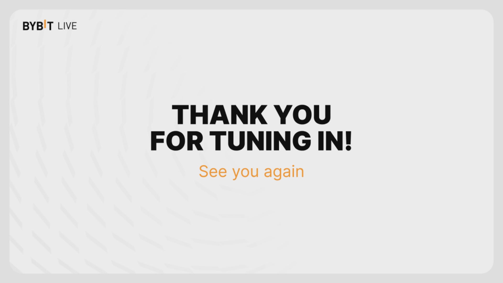 The image shows a white rectangular frame with black text that reads "Thank you for tuning in! See you again!". The background of the image is gray. The caption below the image provides information about an AI agent, digital personhood, and the Web 4.0 thesis.