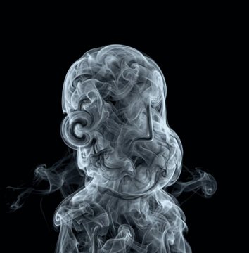 The image features an artistic representation of a person's face created from smoke against a black background. The smoke is swirling around the face, giving it a unique and creative appearance. The caption above the image reads "Did a little thing this morning Joined the NPCs @npconchain swept 36 and grabbed these two 1/1s to build a bag 1/1s Flying off the shelf, take a peek at my DMs like this in years, so many friends Ive made over the years are ALL here and ALL pushed me". The image seems to be a creative piece of art or an advertisement for something related to the person's face.