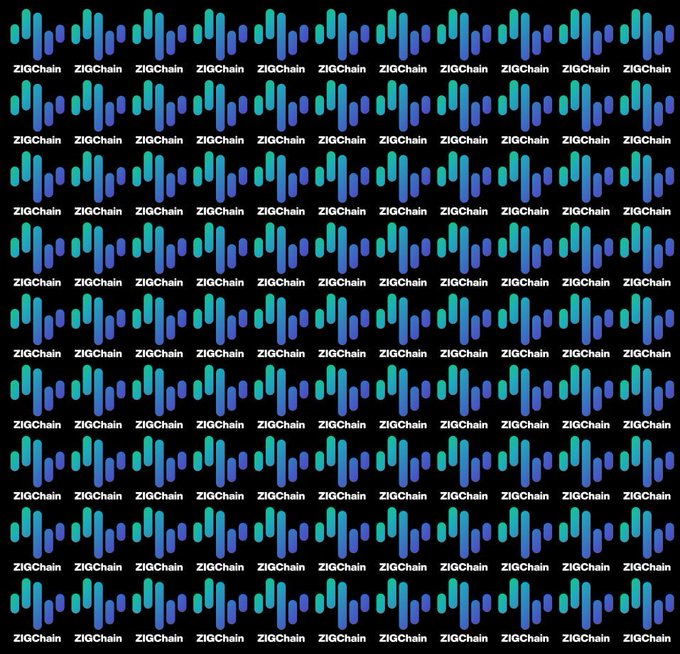 The image features a black background with blue lines that are arranged in a repeating pattern, creating an abstract design. The lines vary in size and shape, adding visual interest to the composition. The text "ZIGCHAIN" can be seen throughout the image, reinforcing the theme of the ZIG Chain logo.