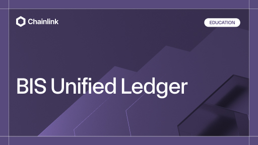 A dark purple graphic with the Chainlink logo in the top left, an 'EDUCATION' tag in the top right, and large white text reading 'BIS Unified Ledger'.