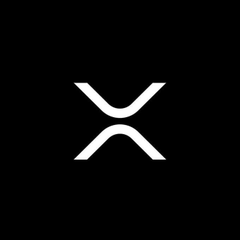 The image shows the XRP logo, a white stylized "X" symbol on a black background, representing the cryptocurrency that the post highlights as a hot trade backed by major institutional interest.