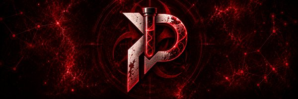 A stylized red and silver logo featuring the letters 'PP' with a sword design, set against a dark red cosmic background with network patterns.