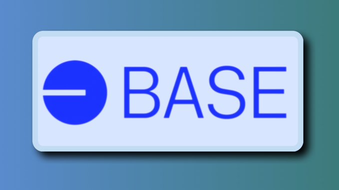 The image displays the BASE logo, featuring a blue circle with a horizontal line through it alongside the text "BASE" in bold blue lettering on a light background. This visual aligns with the post's message about Base as a blockchain ecosystem positioned for the next era of digital interaction, where users create value through onchain activity and active participation.