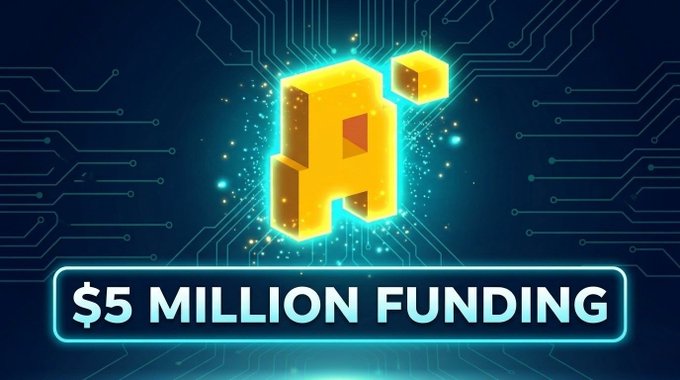 A glowing 3D "Ai" logo sits above the text "$5 MILLION FUNDING" against a tech-themed circuit board background, announcing ALPHEA's $5 million funding from ibc Ventures, Becker Ventures, and Titan Ventures.