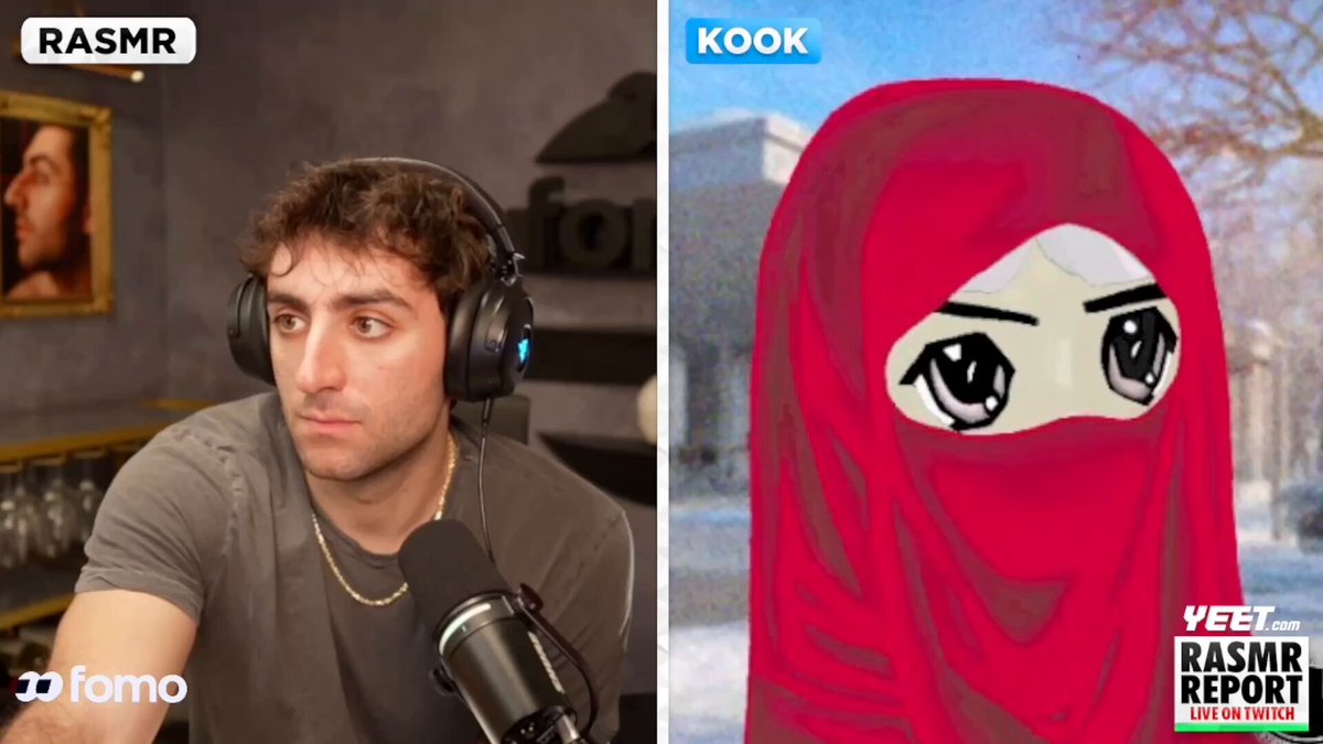 The image features two cartoon characters, one wearing a red headscarf and the other wearing headphones. The character with the headscarf appears to be talking into a microphone or radio, while the character with headphones seems to be listening intently. Both characters are wearing headphones, which suggests that they might be engaged in an audio-related activity such as a podcast or radio show.