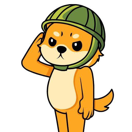 A cartoon illustration of an orange anthropomorphic dog or fox-like character wearing a green ribbed beanie/helmet, standing against a white background with one paw raised.
