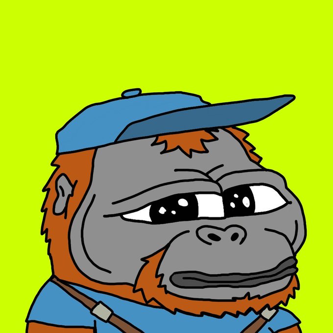 A cartoon gorilla wearing a blue cap, depicted in a "hood" or streetwear style, is shown as the NFT character artwork by @issmailzy being given away in the Robin Hood Tangs promotional post.