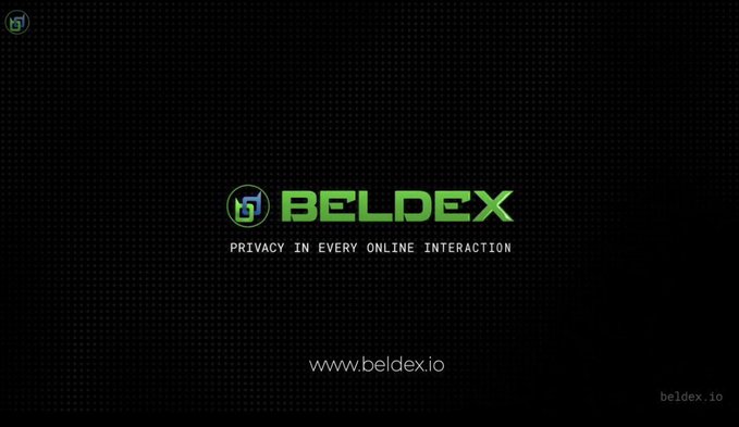 A dark promotional banner for 'BELDEX' with the tagline 'PRIVACY IN EVERY ONLINE INTERACTION' and the website 'www.beldex.io'.
