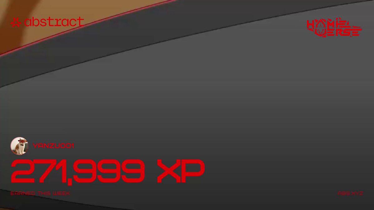 The image features a poster with a black background, red text, and an orange line running down the center of the poster. The poster has a caption that reads "LFG @AbstractChain my xp ATH 上海沉迷", which is related to the post about XP. The poster also includes a small image of a person's face with the words "I picked one of my favorite animations from @hamieverse to celebrate my XP day 历史新高朋友们".