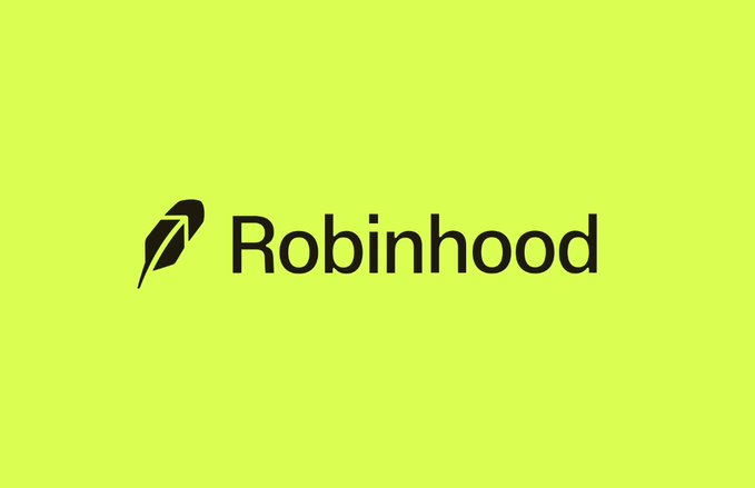 The image displays the Robinhood logo on a bright green background, featuring the company's signature feather icon next to the "Robinhood" name in black text. This visual branding aligns with the announcement of Robinhood's UK crypto trading expansion and the launch of their AI-powered "Cortex Digests" tool, reinforcing the company's identity as it introduces new trading and research features.